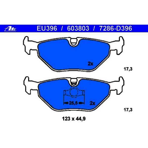 2001-2002 BMW Z3 Disc Brake Pad Set - Rear (ATE Coated)