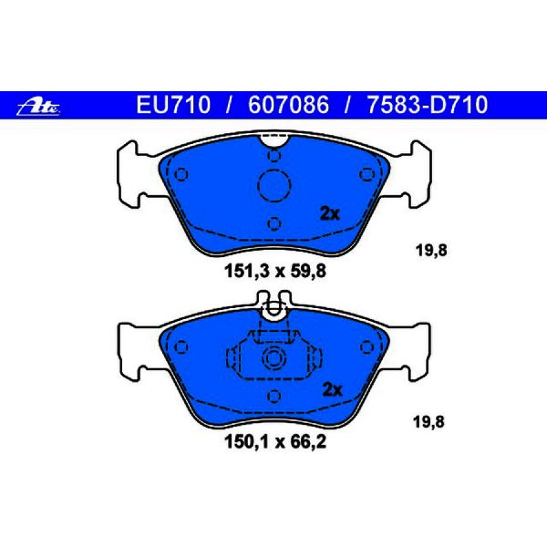 1996-2000 Mercedes-Benz C280 Disc Brake Pad Set - Front (ATE Coated)