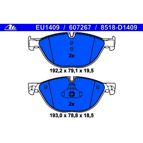 2012-2013 BMW 528i Disc Brake Pad Set - Front (ATE Coated)