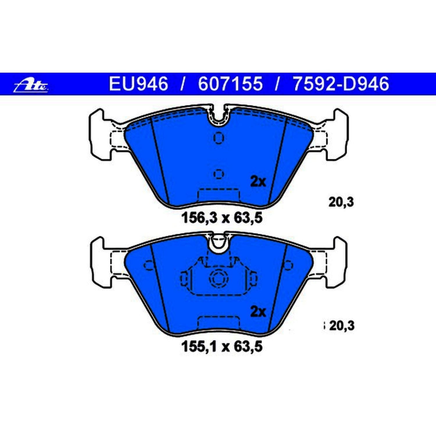 2006-2008 BMW M3 Disc Brake Pad Set ATE Coated