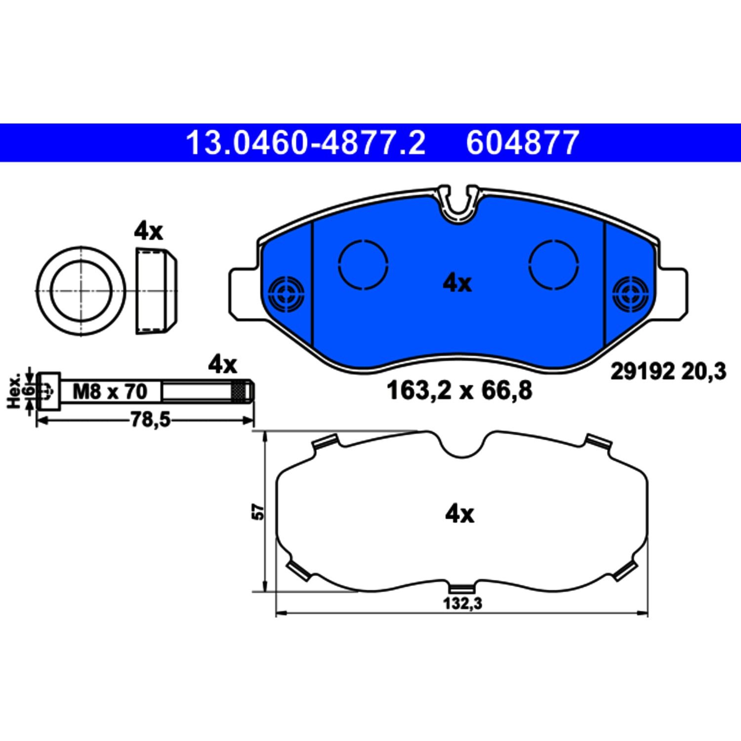 2018, 2017, 2016, 2015, 2014, 2013, 2012, 2011, 2010 Mercedes-Benz Sprinter 2500 2500 Disc Brake Pad Set