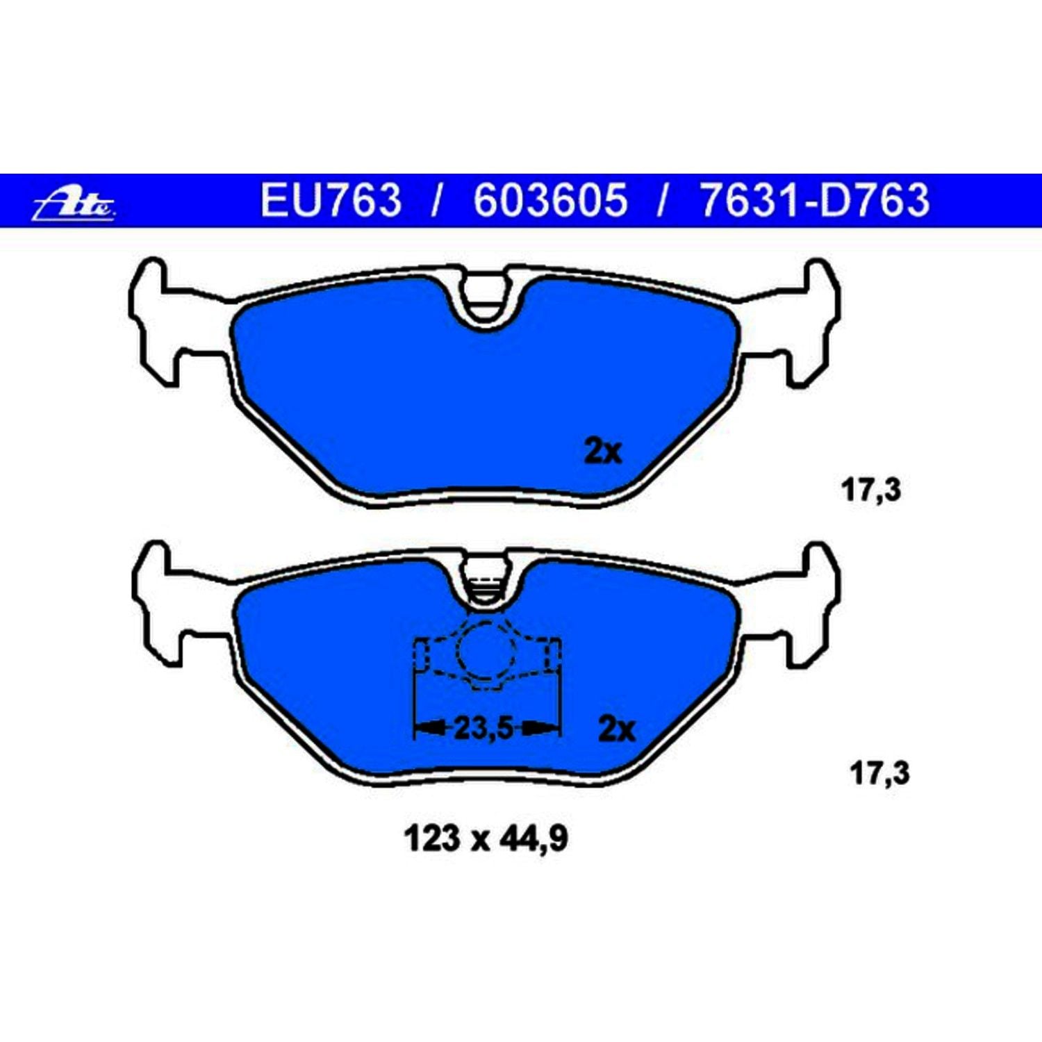 2003-2008 BMW 318i Disc Brake Pad Set ATE Coated