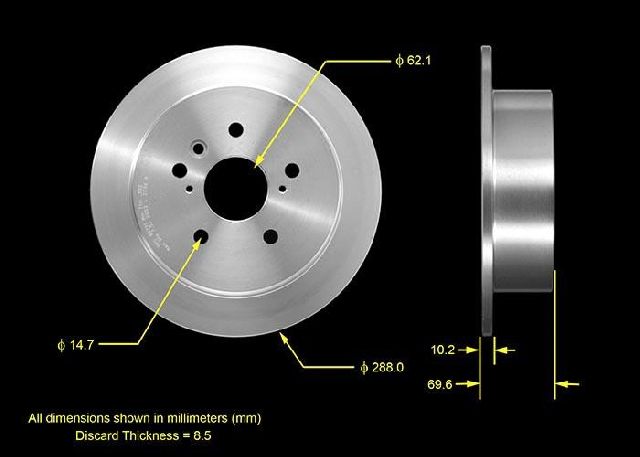 2006-2008 Lexus RX400h Disc Brake Rotor - Rear (Bendix)