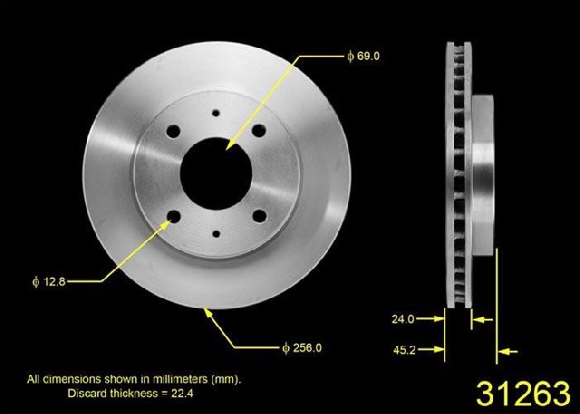 1990-1993 Mitsubishi Galant Disc Brake Rotor - Front (Bendix)