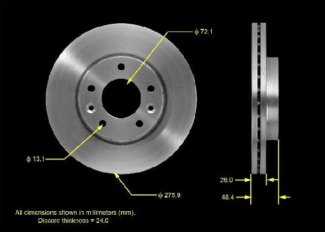 2002-2004 Kia Sedona Disc Brake Rotor - Front (Bendix)