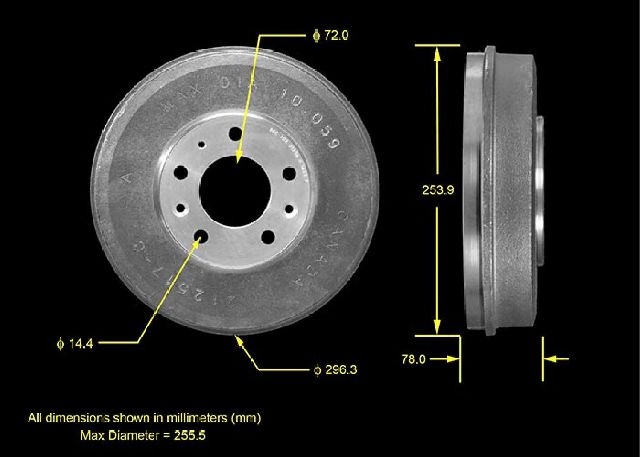 2000-2003 Mazda MPV Brake Drum - Rear (Bendix)