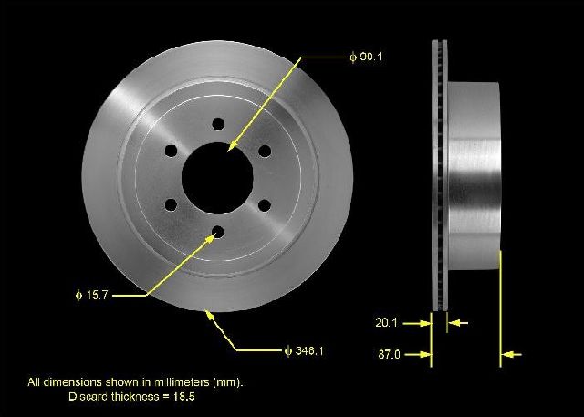 2006-2008 Lincoln Mark LT Disc Brake Rotor - Rear (Bendix)