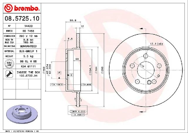 1994-1999 Mercedes-Benz S320 Disc Brake Rotor - Rear (Brembo)