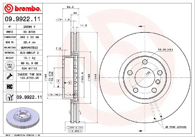 2008-2010 BMW X6 Disc Brake Rotor - Front (Brembo)