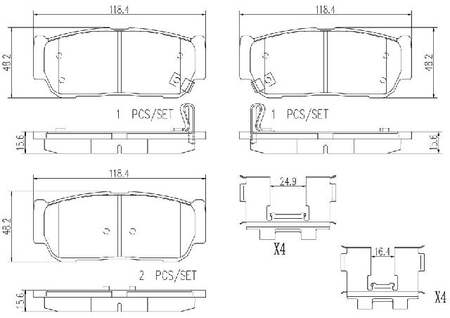 2003-2009 Kia Sorento Disc Brake Pad Set - Rear (Brembo)