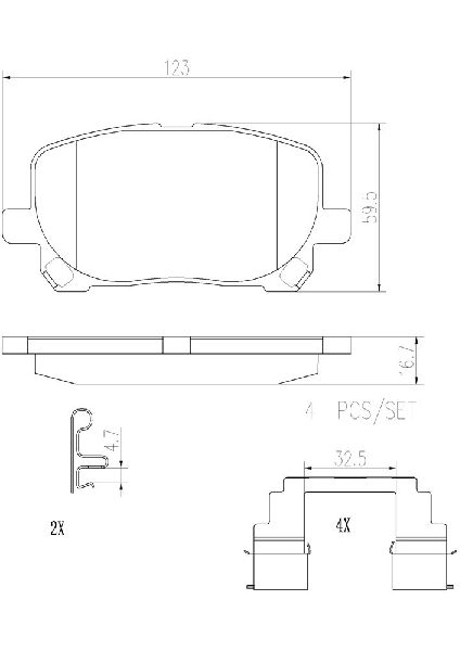 2003-2008 Pontiac Vibe Disc Brake Pad Set - Front (Brembo)