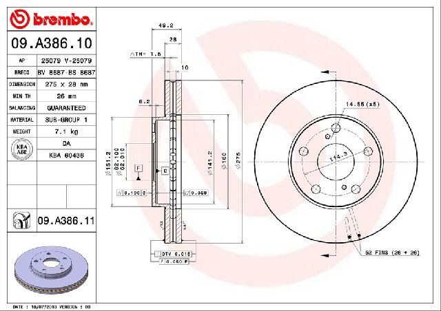 1992-2001 Lexus ES300 Disc Brake Rotor - Front (Brembo)