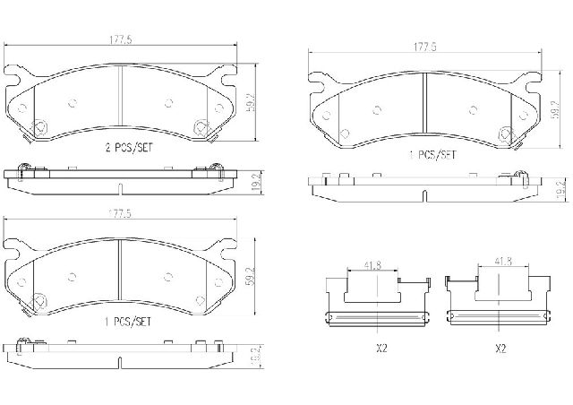 2003-2005 Chevrolet Express 2500 Disc Brake Pad Set - Front (Brembo)