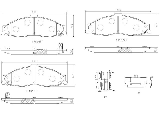 1998-2002 Pontiac Firebird Disc Brake Pad Set - Front (Brembo)