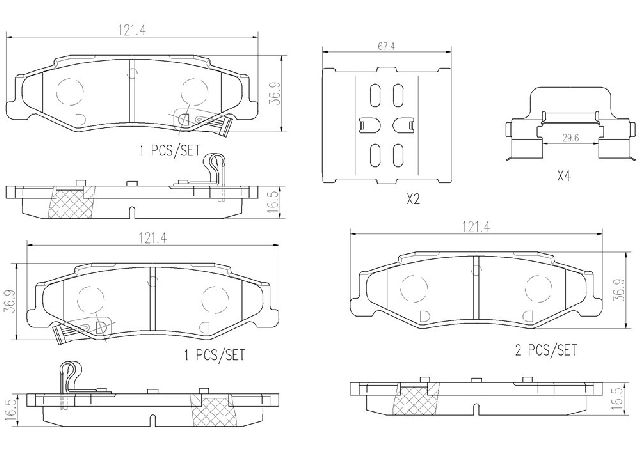 2004-2009 Cadillac XLR Disc Brake Pad Set - Rear (Brembo)