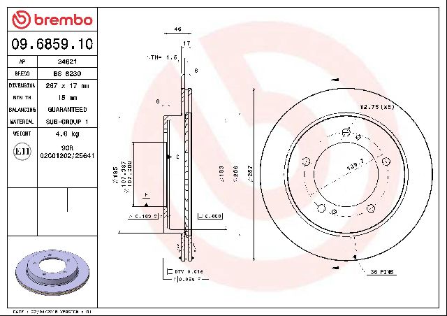 1995-1998 Suzuki Sidekick Disc Brake Rotor - Front (Brembo)