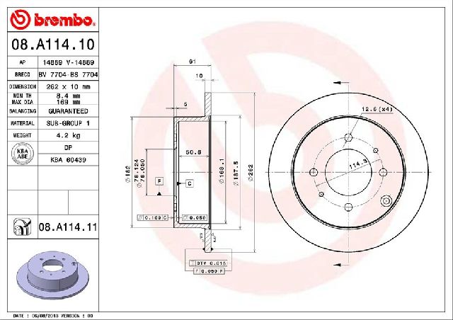 2001-2006 Kia Optima Disc Brake Rotor - Rear (Brembo)