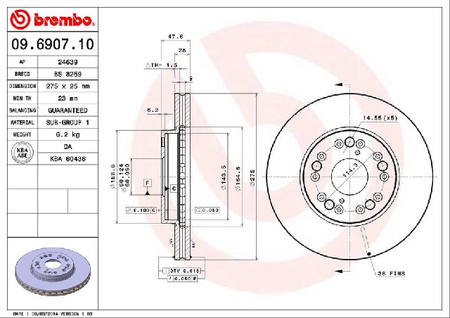 1990-1991 Lexus LS400 Disc Brake Rotor - Front (Brembo)