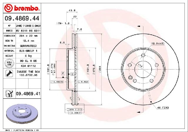 1995-1997 Mercedes-Benz C280 Disc Brake Rotor - Front (Brembo)