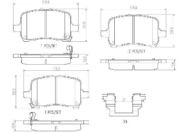 2005-2010 Pontiac G6 Disc Brake Pad Set - Front (Brembo)