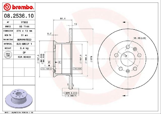 1973-1979 Volkswagen Transporter Disc Brake Rotor - Front (Brembo)