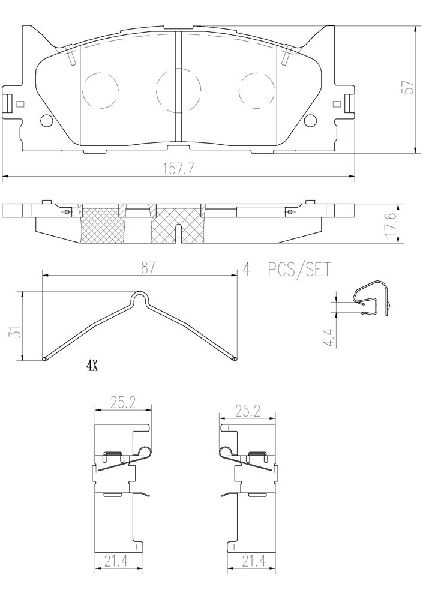 2013-2018 Lexus ES300h Disc Brake Pad Set - Front (Brembo)