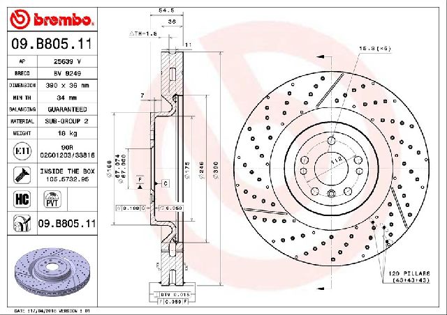 2016 Mercedes-Benz GL550 Disc Brake Rotor - Front (Brembo)