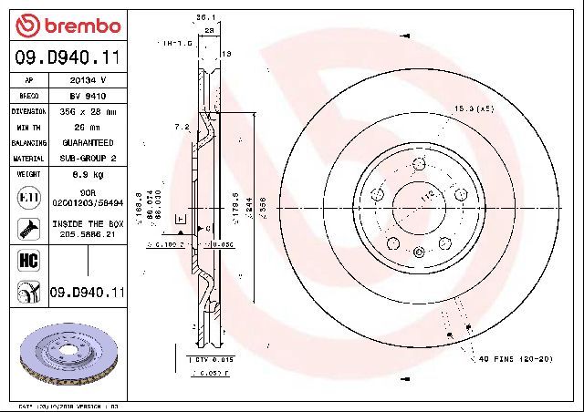 2015-2018 Porsche Macan Disc Brake Rotor - Rear (Brembo)
