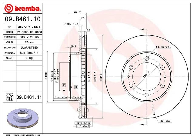 2007-2014 Toyota FJ Cruiser Disc Brake Rotor - Front (Brembo)