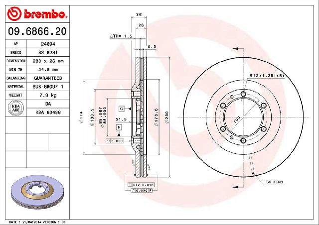 2002 Isuzu Axiom Disc Brake Rotor - Front (Brembo)