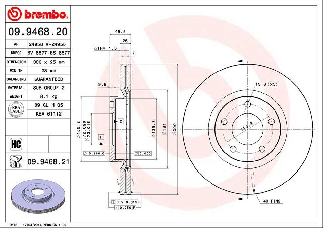 2004-2013 Mazda 3 Disc Brake Rotor - Front (Brembo)