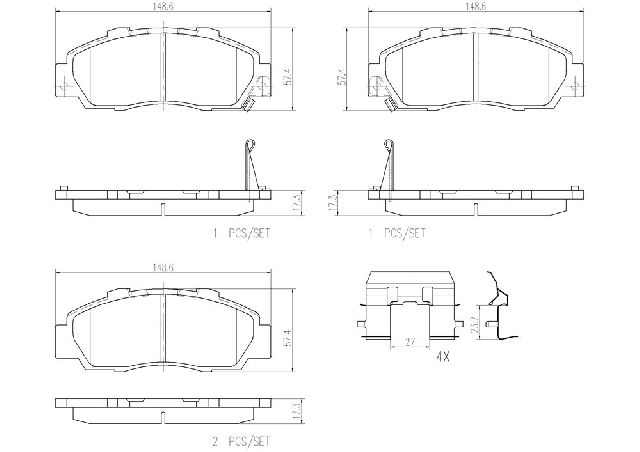 1995-1998 Honda Odyssey Disc Brake Pad Set - Front (Brembo)