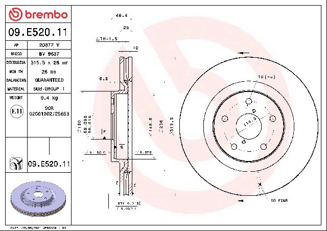 2019-2024 Subaru Forester Disc Brake Rotor - Front (Brembo)