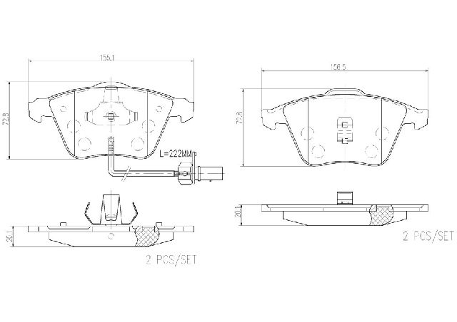 2002-2004 Audi A6 Disc Brake Pad Set - Front (Brembo)