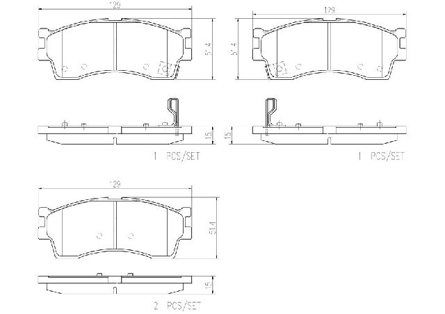 2003-2005 Kia Rio Disc Brake Pad Set - Front (Brembo)