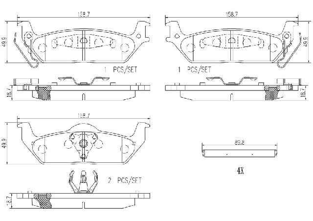 2006-2008 Lincoln Mark LT Disc Brake Pad Set - Rear (Brembo)