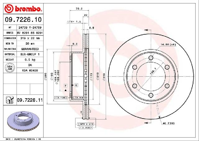 2004 Toyota Tacoma Disc Brake Rotor - Front (Brembo)