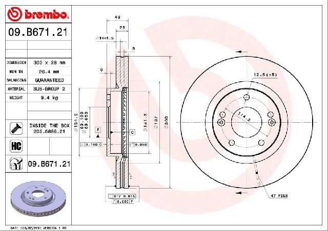 2009-2013 Kia Sorento Disc Brake Rotor - Front (Brembo)