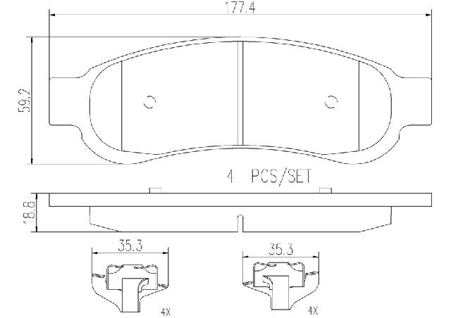 2006-2012 Ford F-350 Super Duty Disc Brake Pad Set - Rear (Brembo)
