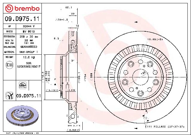 2018-2024 Lexus LS500 Disc Brake Rotor - Rear (Brembo)