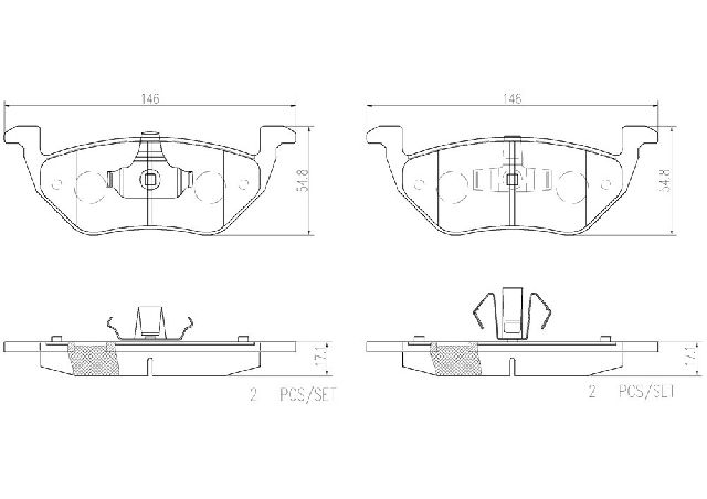 2005-2008 Mazda Tribute Disc Brake Pad Set - Rear (Brembo)