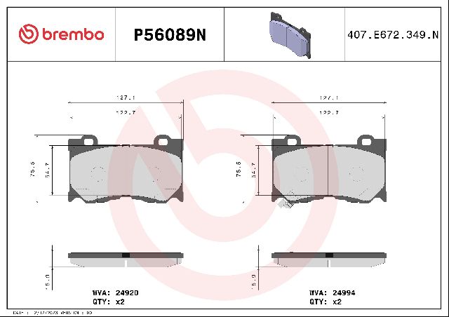 2014-2019 INFINITI Q50 Disc Brake Pad Set - Front (Brembo)