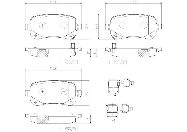 2008-2011 Chrysler Town &amp; Country Disc Brake Pad Set - Rear (Brembo)