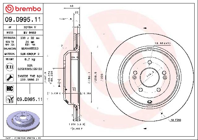 2020-2024 Genesis G70 Disc Brake Rotor - Rear (Brembo)