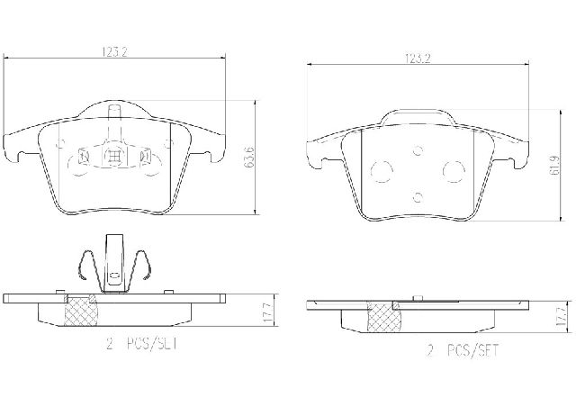 2003-2014 Volvo XC90 Disc Brake Pad Set - Rear (Brembo)