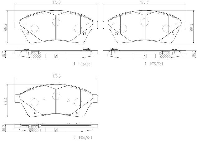 2010-2016 Cadillac SRX Disc Brake Pad Set - Front (Brembo)