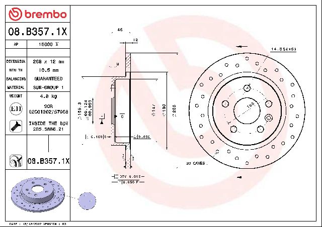 2013-2022 Chevrolet Trax Disc Brake Rotor - Rear (Brembo)