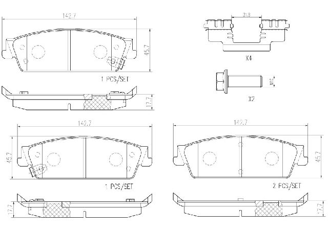 2007-2013 Chevrolet Avalanche Disc Brake Pad Set - Rear (Brembo)