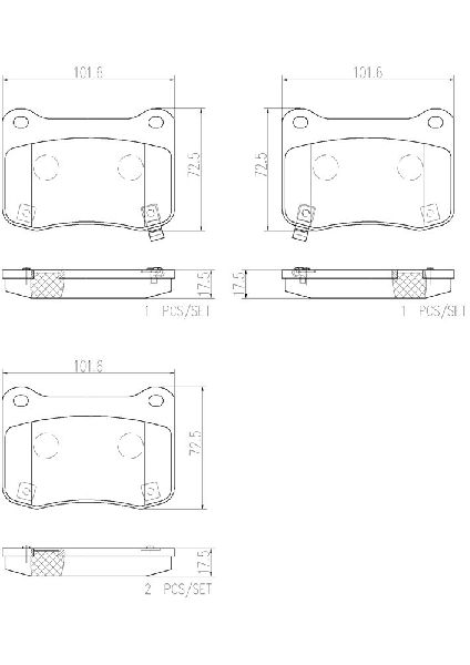 2008-2014 Lexus IS F Disc Brake Pad Set - Rear (Brembo)