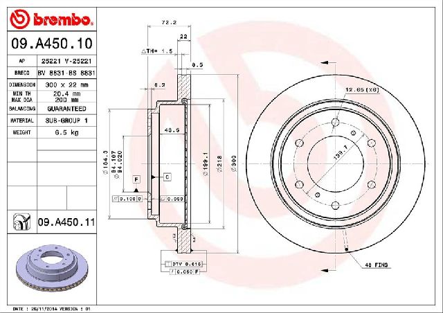 2001-2006 Mitsubishi Montero Disc Brake Rotor - Rear (Brembo)